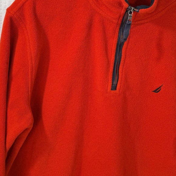 Nautica Orange &blue Quarter Zip fleece Mock Neck Pullover Men's Medium - Picture 13 of 13